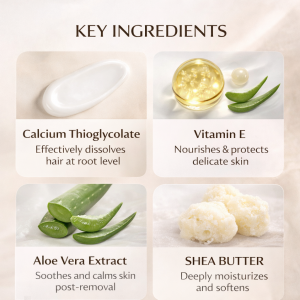 Ready to Ship Gentle Hair Removal Cream – Fast & Effective Depilatory Cream for Face & Body， Removes Unwanted Hair in Minutes with Smooth Lasting Results， Sensitive Skin Formula Enriched with Aloe Vera & Lanolin