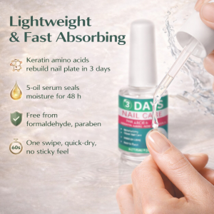 3-DAY NAIL CARE – Repair Weak Nails in Just 3 Days， Deep Hydration + Zero Formaldehyde + Mirror Shine， All-in-One Nail Strengthener & Top Coat