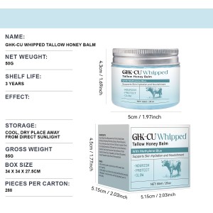 Ready to Ship GHK-Cu Whipped Tallow Honey Balm – Triple-Action Skin Repair Formula with Copper Peptide, Grass-Fed Tallow & Manuka Honey, Deeply Nourishing Multi-Purpose Balm for Face, Body, Lips, Sensitive & Damaged Skin
