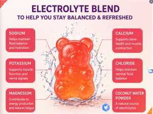 Electrolyte Gummy for Sports Energy Booster with Calcium Magnesium Vitamin C