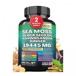 Private Label Health Supplement sea mosss, Black Seed Oil, Ashwagandha Blended Capsules